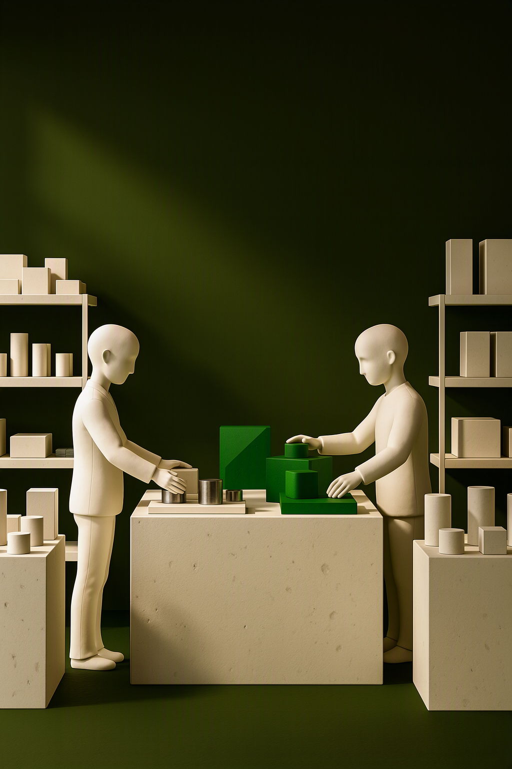 Conceptual shop team scene representing staffing and productivity