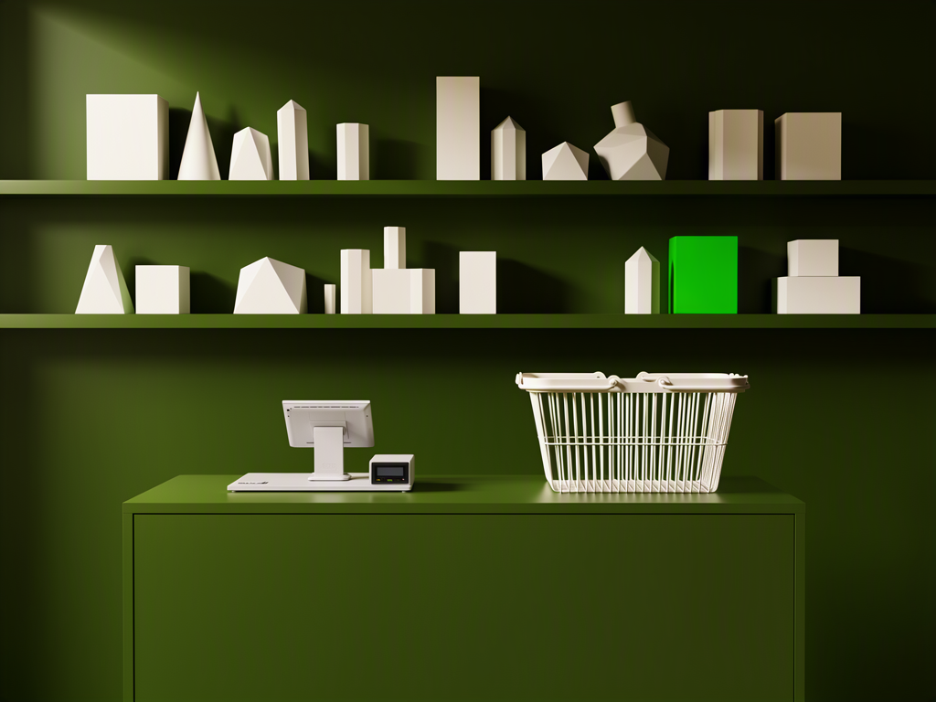 Conceptual retail checkout scene representing sales performance